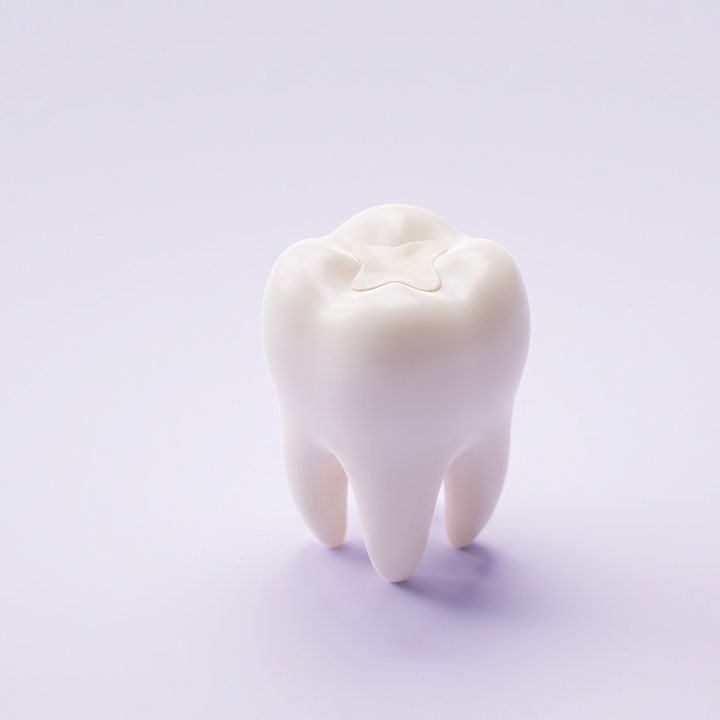 3D model of a molar with a tooth-coloured filling