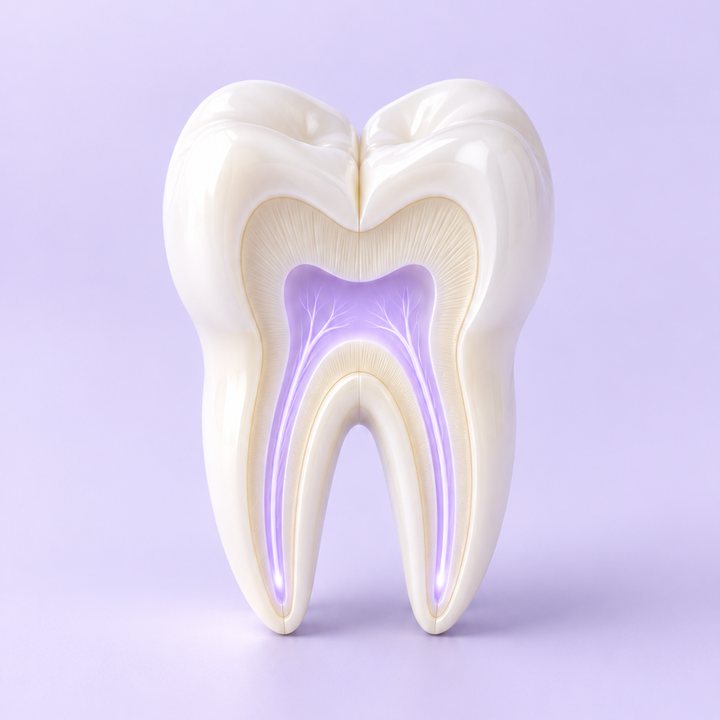 3D cut-away of a tooth showing its root canals