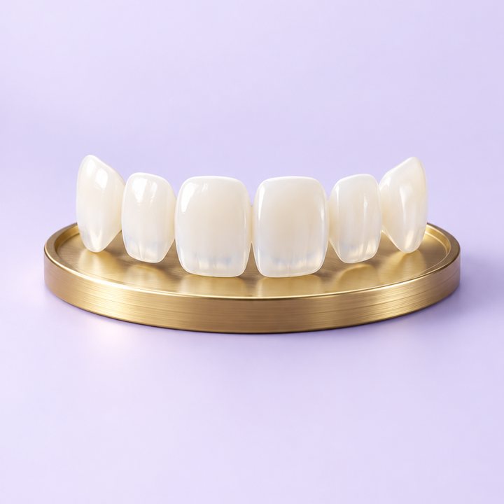 3D model of a row of porcelain veneers